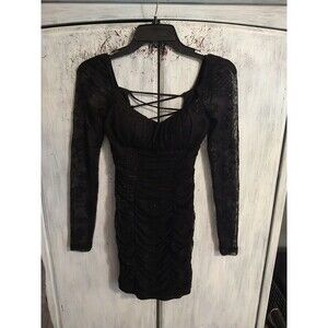 City Vibe Sheer Vintage Inspired Mini Dress Small Black Gothic Witchy Grunge